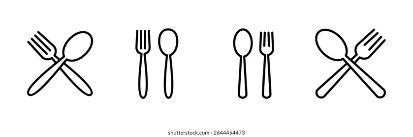 spoon and fork icon set. spoon, fork and knife icon vector. restaurant icon