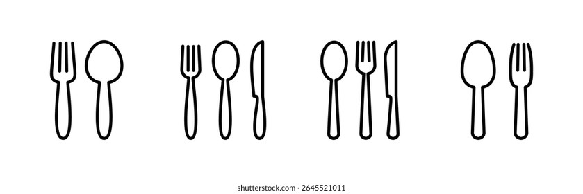 spoon and fork icon set. spoon, fork and knife icon vector. restaurant icon