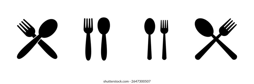 spoon and fork icon set. spoon, fork and knife icon vector. restaurant icon