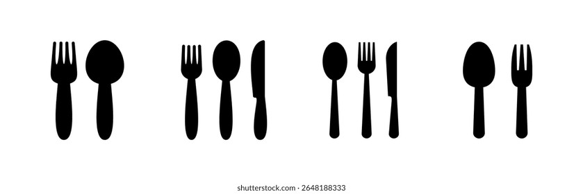 spoon and fork icon set. spoon, fork and knife icon vector. restaurant icon