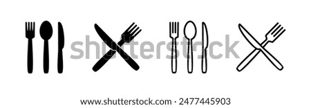 spoon and fork icon set. spoon, fork and knife icon vector. restaurant icon