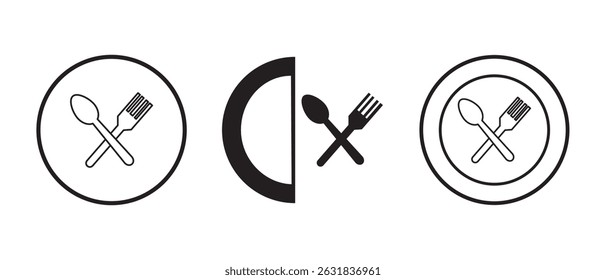 spoon and fork icon set. spoon, fork and palate icon vector. restaurant icon