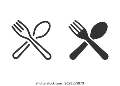 Conjunto de iconos de cuchara y tenedor. perfecto para representar comida, restaurantes o restaurantes