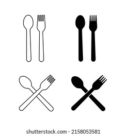 Spoon and fork icon set simple.