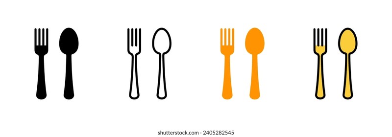 spoon and fork icon set vector. spoon, fork and knife icon vector. restaurant sign and symbol