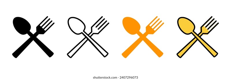 spoon and fork icon set vector. spoon, fork and knife icon vector. restaurant sign and symbol