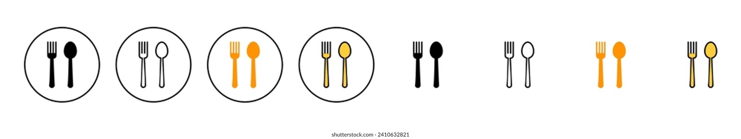 spoon and fork icon set vector. spoon, fork and knife icon vector. restaurant sign and symbol