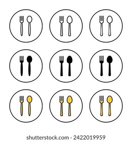 spoon and fork icon set vector. spoon, fork and knife icon vector. restaurant sign and symbol