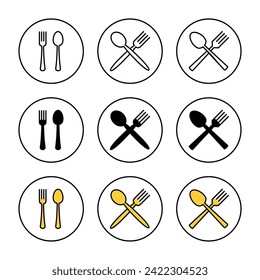spoon and fork icon set vector. spoon, fork and knife icon vector. restaurant sign and symbol