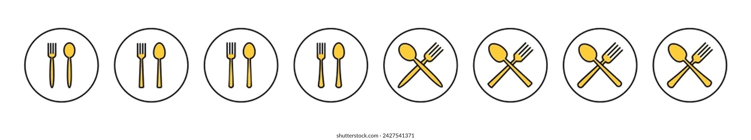 spoon and fork icon set vector. spoon, fork and knife icon vector. restaurant sign and symbol