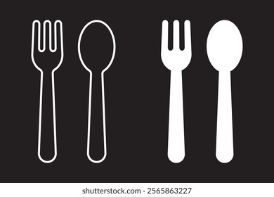spoon and fork icon set vector. spoon, fork and knife icon vector. restaurant sign and symbol
