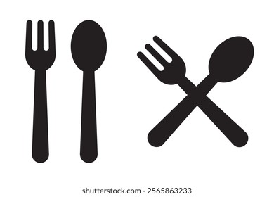 spoon and fork icon set vector. spoon, fork and knife icon vector. restaurant sign and symbol