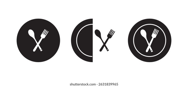 spoon and fork icon set. spoon, fork icon vector. restaurant icon