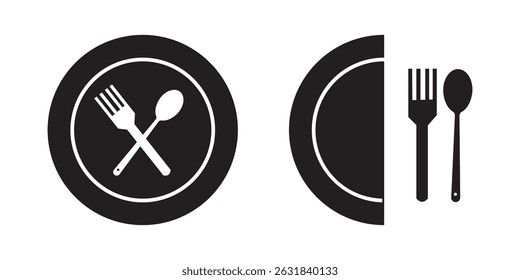 spoon and fork icon set. spoon, fork icon vector. restaurant icon