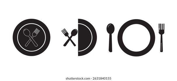 spoon and fork icon set. spoon, fork icon vector. restaurant icon