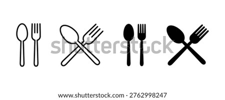 Spoon and fork icon set. Fork and spoon icon vector. Restaurant icon Crossed fork and spoon icon. Vector illustration