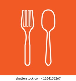 Spoon and fork icon, stock vector illustration, EPS10.