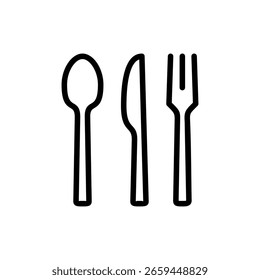 Löffel- und Gabelsymbol für Apps und Websites. Löffel, Gabel und Messer Ikone Vektor. Restaurantsymbol
