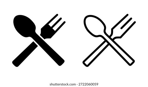Löffel- und Gabelsymbol für Apps und Websites. Löffel, Gabel und Messer Ikone Vektor. Restaurantsymbol