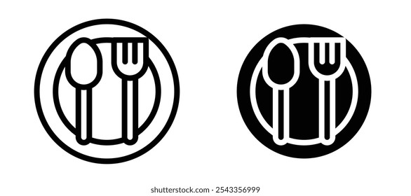 Colección de icono de cuchara y tenedor sobre fondo blanco.