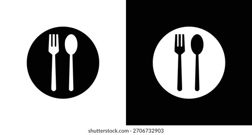 Spoon and Fork icon symbol logo. Graphic template.