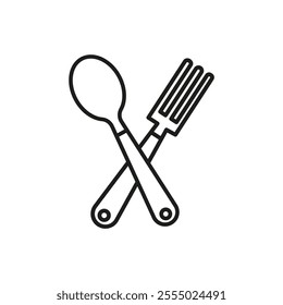 Spoon and fork icon Symbol mark in Outline style
