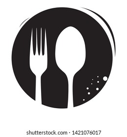 spoon and fork icon symbol, vector to restaurant logo