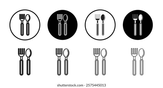 Spoon and fork icon Thin line art collection