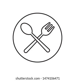 Spoon and fork icon in trendy outline style design. Vector graphic illustration. Restaurant symbol for website design, logo, app, template, and ui. Editable vector stroke. EPS 10.