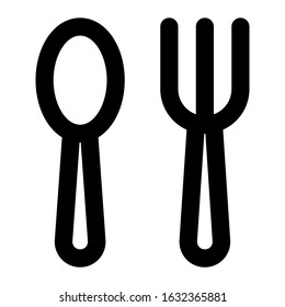 Spoon and fork icon using line style vector design