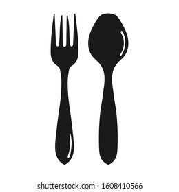 Spoon and Fork Icon Vector. Food, dining, bar, cafe, hotel, eating concept. Sign Isolated on white background. Trendy Flat style for restaurant menu, graphic design, logo, Web, UI, mobile upp, EPS10