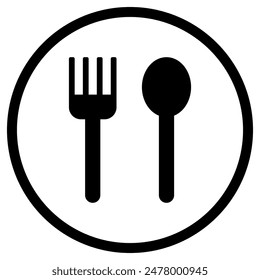 Spoon and Fork Icon Vector.  Food, dining,  bar, cafe, hotel, eating concept. Sign Isolated on white background. Trendy Flat style for restaurant menu, graphic design, logo, Web, UI, mobile upp, EPS10