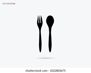 Spoon and fork Icon. Vector illustration.