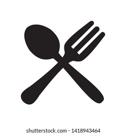 spoon and fork icon. Vector illustration of black with a white background.