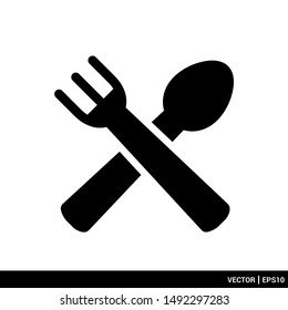 Spoon and fork icon vector illustration logo template. EPS 10