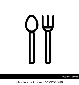 Spoon and fork icon vector illustration logo template. EPS 10