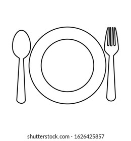 Spoon and Fork Icon Vector Illustration restourant icon line draw