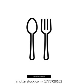 spoon and fork Icon Vector Illustration Logo Template