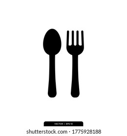plantilla de logotipo de Ilustración de vectores de iconos de cuchara y horquilla
