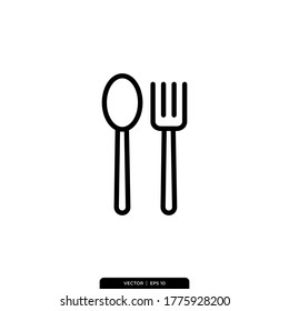 plantilla de logotipo de Ilustración de vectores de iconos de cuchara y horquilla