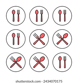ilustración vectorial de icono de cuchara y tenedor. vector de icono de cuchara, tenedor y cuchillo. signo y símbolo de restaurante