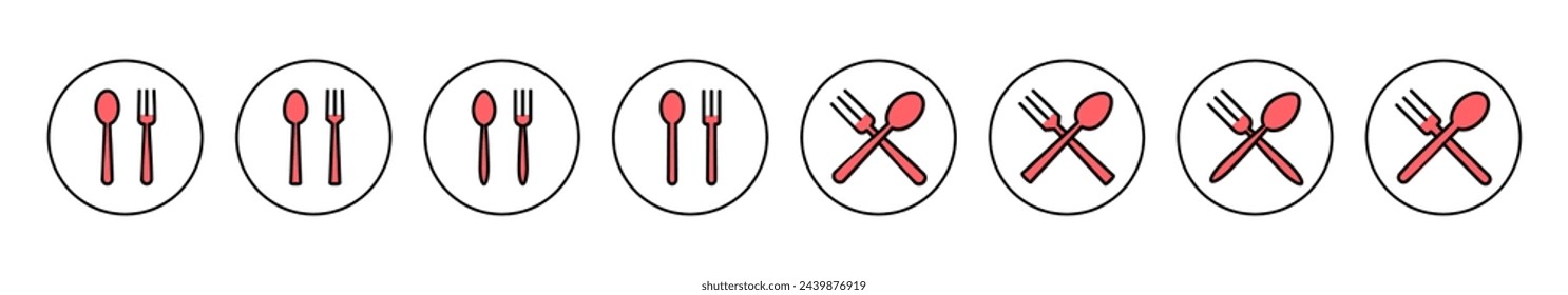 ilustración vectorial de icono de cuchara y tenedor. vector de icono de cuchara, tenedor y cuchillo. signo y símbolo de restaurante