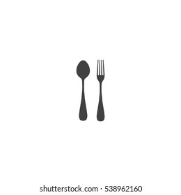 Spoon and fork icon. Vector illustration in flat style.