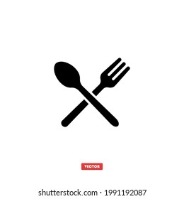 Spoon and fork icon vector. Kitchen set icon symbol illustration