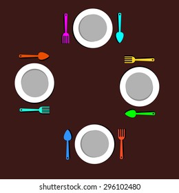 spoon fork icon vector kitchen illustration restaurant 