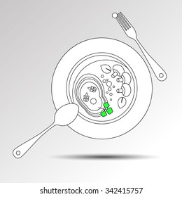 spoon fork icon vector kitchen illustration restaurant