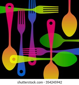 spoon fork icon vector kitchen illustration restaurant