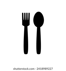 Löffel und Gabel Symbol Vektorgrafik. Löffel, Gabel und Messersymbol Vektorgrafik. Restaurantsymbol