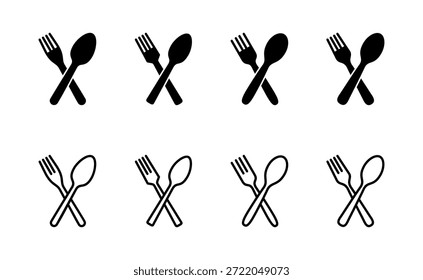 Vector de icono de cuchara y tenedor. Vector de icono de cuchara, tenedor y cuchillo