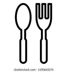 Spoon & Fork Icon Vector Line Art Style. EPS 10.